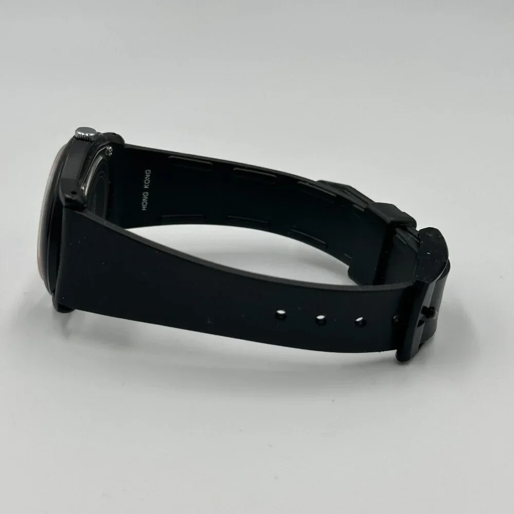 3/$30 Quantum Watch Women Black Red Round White Dial Resin Buckle Band